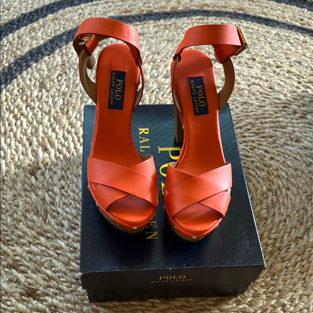 Polo by Ralph Lauren Orange Heels with Vibrant Design